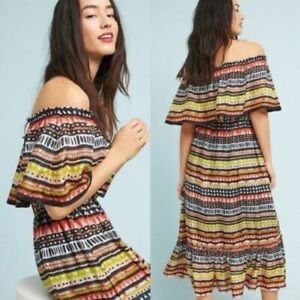 NEW Anthro Boho Print Midi Dress Ne Quittez Pas S